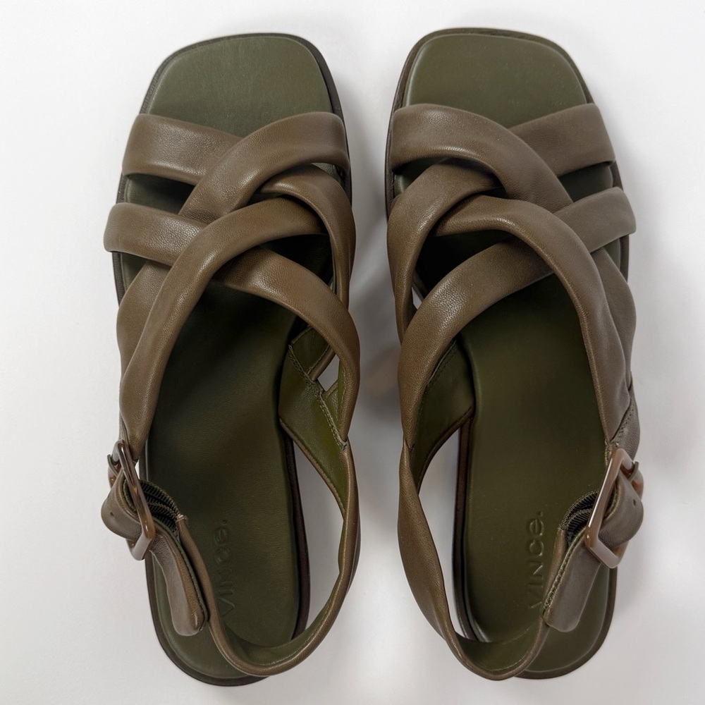 Vince Rexx Woven Fisherman Slingback Leather Sandals In spruce
